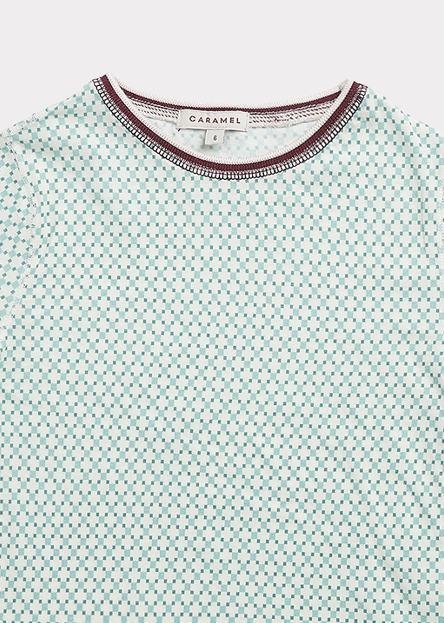 女童浅绿色格子棉T恤