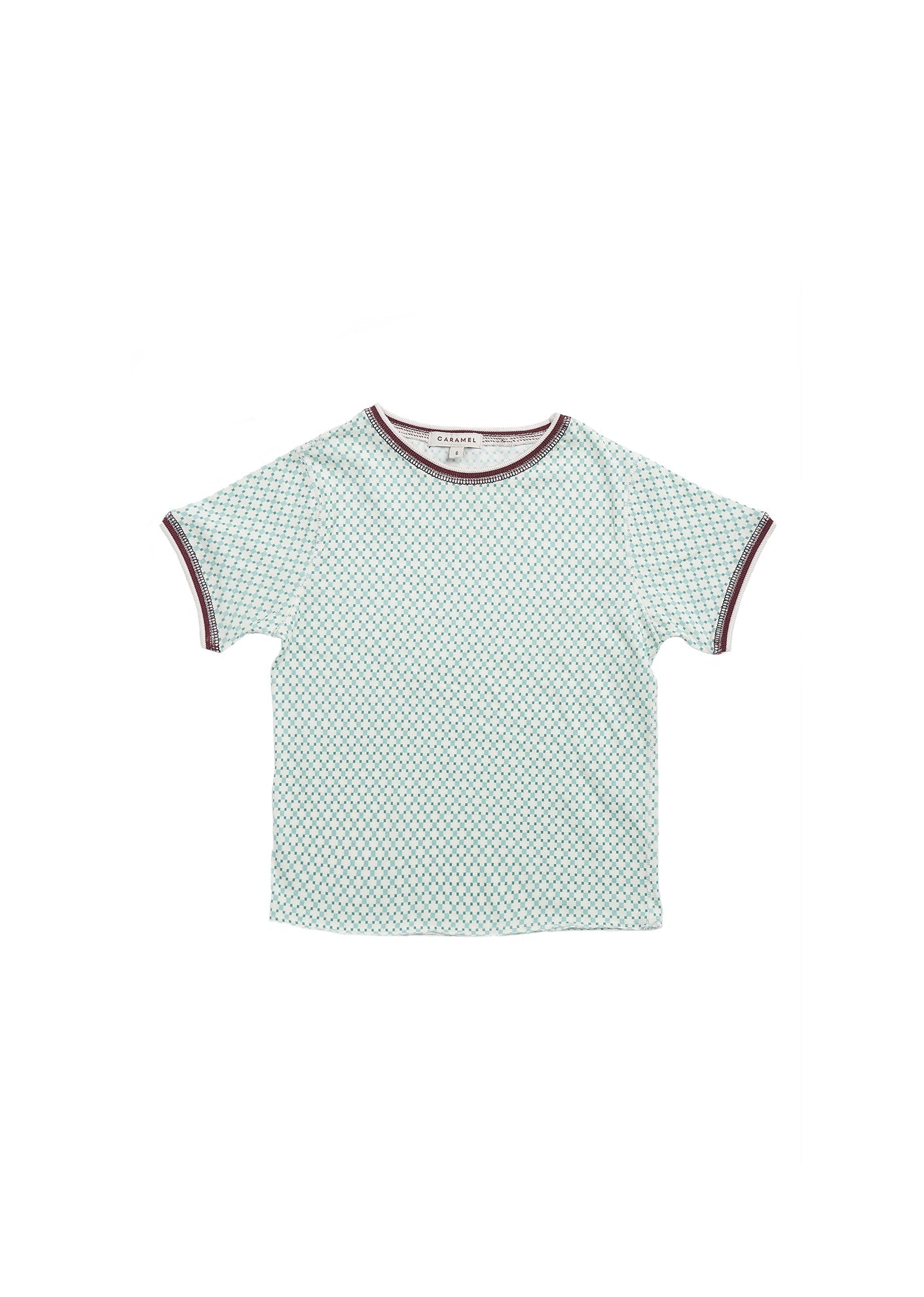 女童浅绿色格子棉T恤