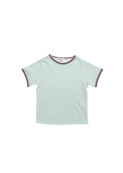 女童浅绿色格子棉T恤