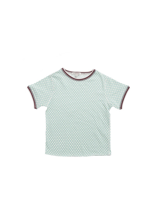 女童浅绿色格子棉T恤