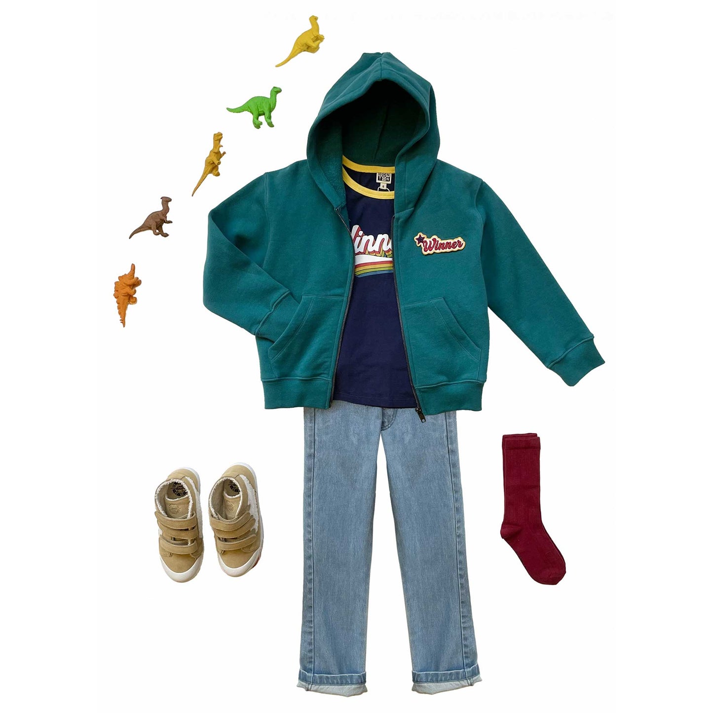 儿童蓝色拉链上衣