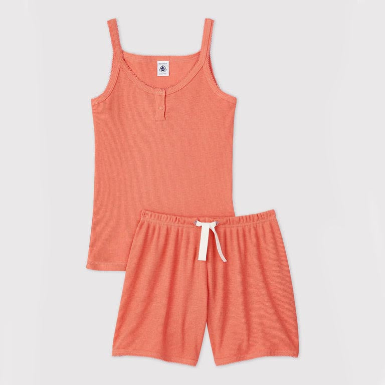 女童粉色背心套装