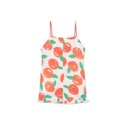 Girls Orange Cotton Jumpsuit