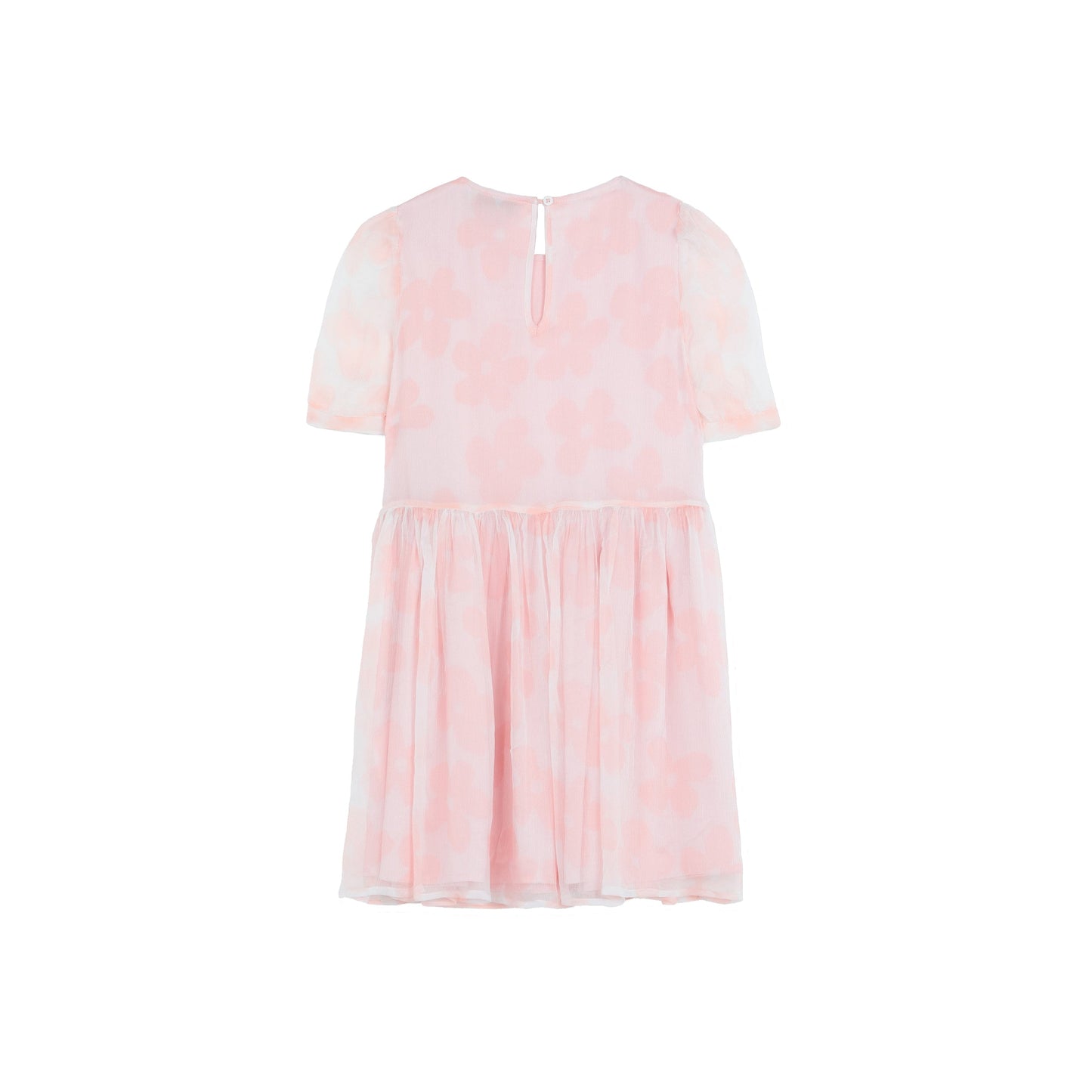 女童粉色花朵真丝连衣裙