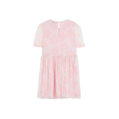 女童粉色花朵真丝连衣裙