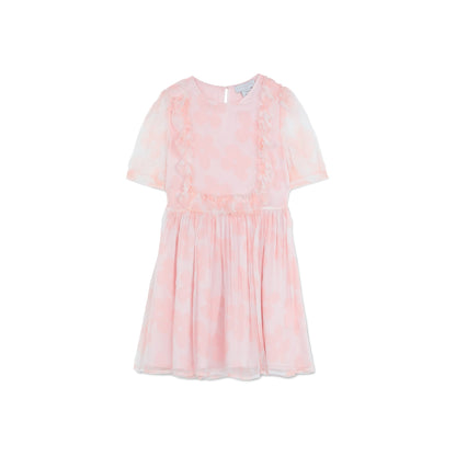 女童粉色花朵真丝连衣裙