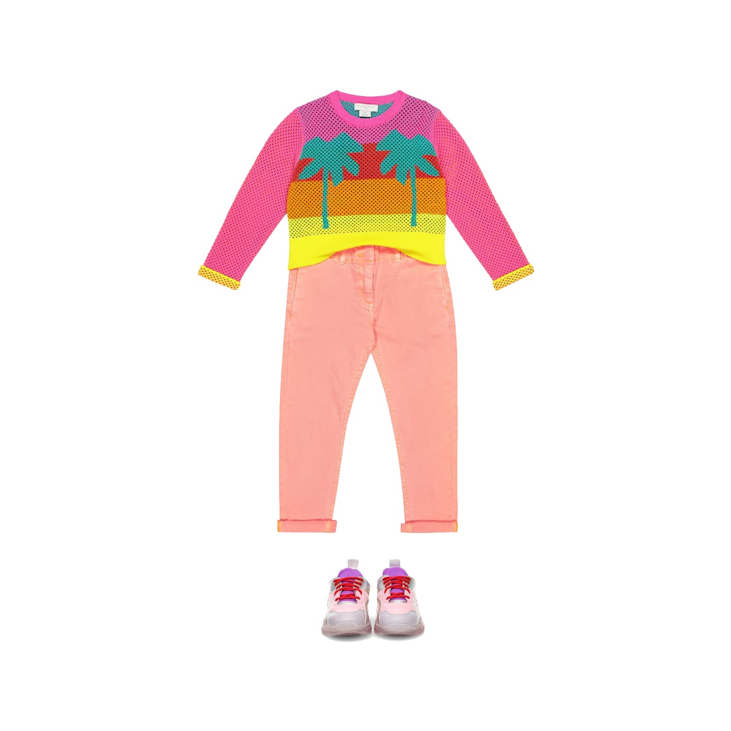 女童浅粉色牛仔长裤