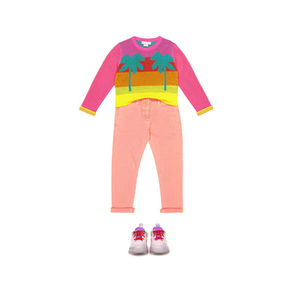 女童浅粉色牛仔长裤