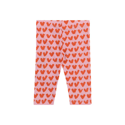 女婴粉色心形棉打底裤