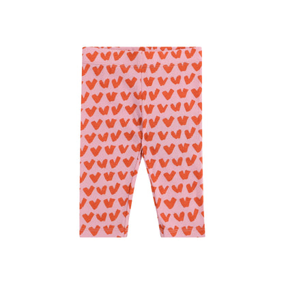 女婴粉色心形棉打底裤