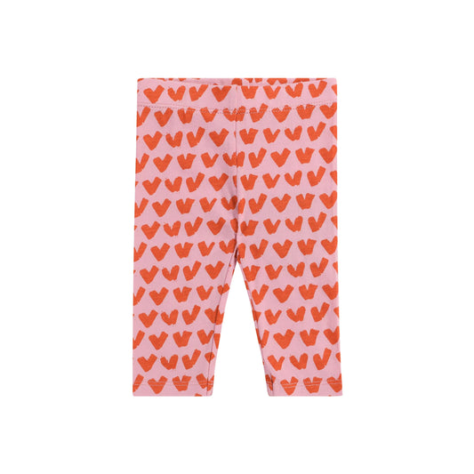 女婴粉色心形棉打底裤