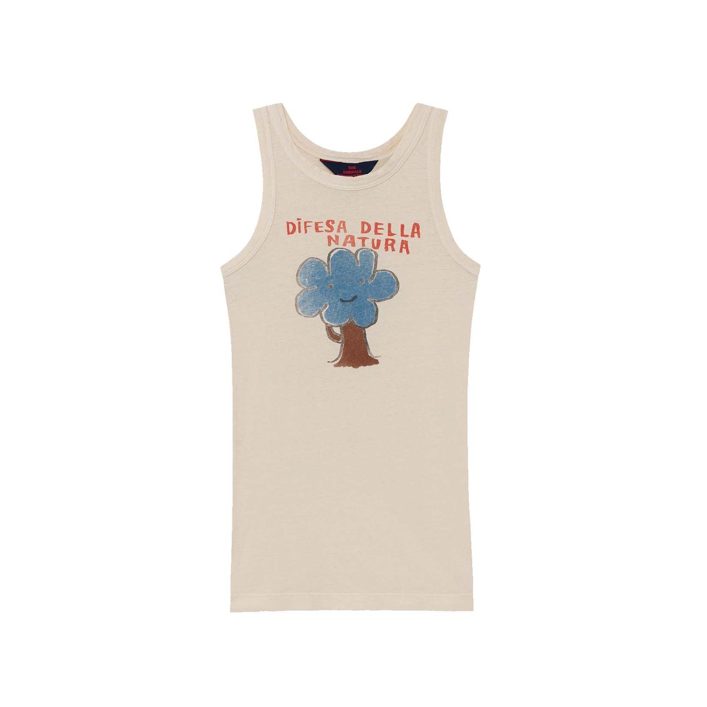 女童米色大树印花棉连衣裙