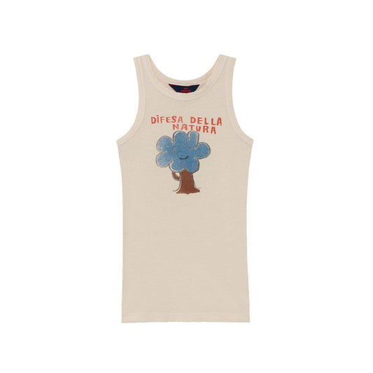 女童米色大树印花棉连衣裙