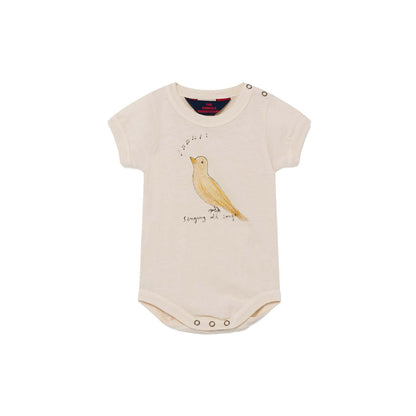Baby Boys & Girls White Bird Cotton Babysuit