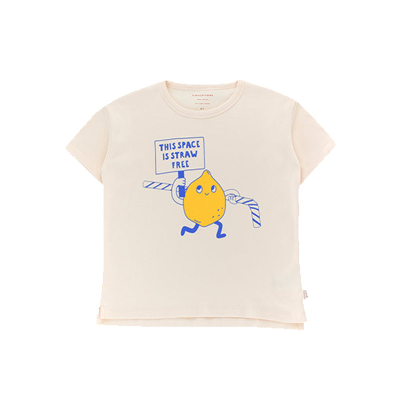 Boys & Girls Cream Printing Cotton T-Shirt