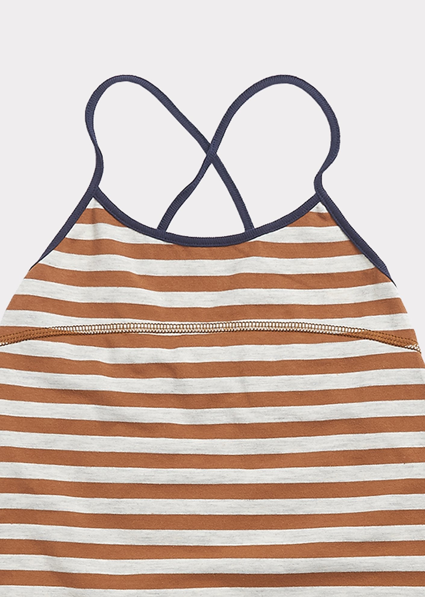 女童棕色条纹棉连衣裙