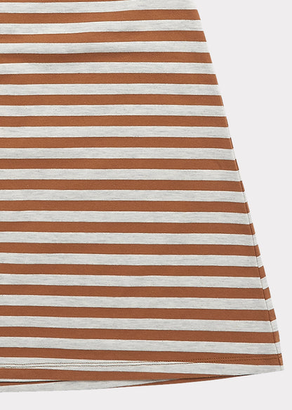 女童棕色条纹棉连衣裙