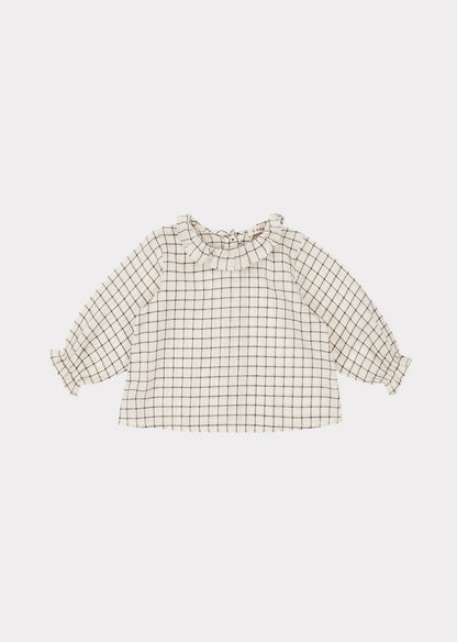 Baby Girls White Check Cotton Top