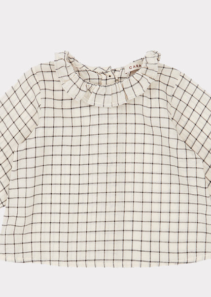 Baby Girls White Check Cotton Top