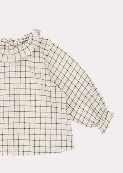 Baby Girls White Check Cotton Top