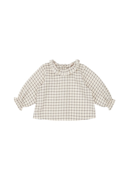 Baby Girls White Check Cotton Top