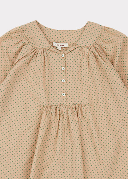 Girls Green Dots Cotton Top