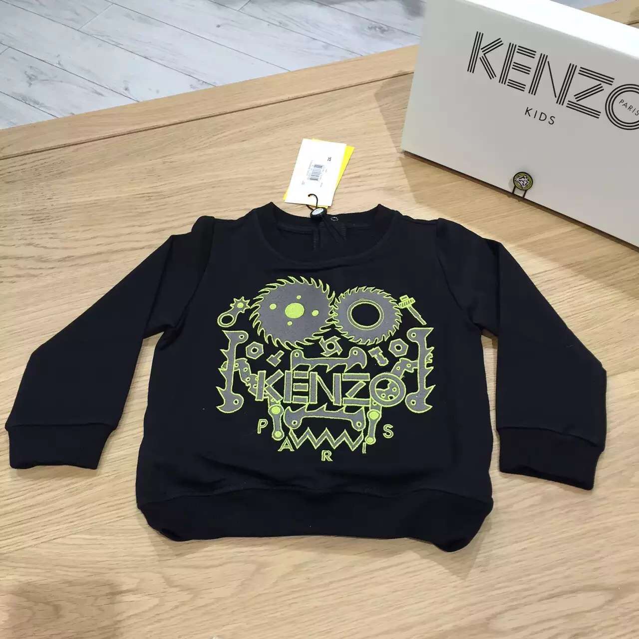 Boys Black Sweatshirt With Monster Embroidered Trims
