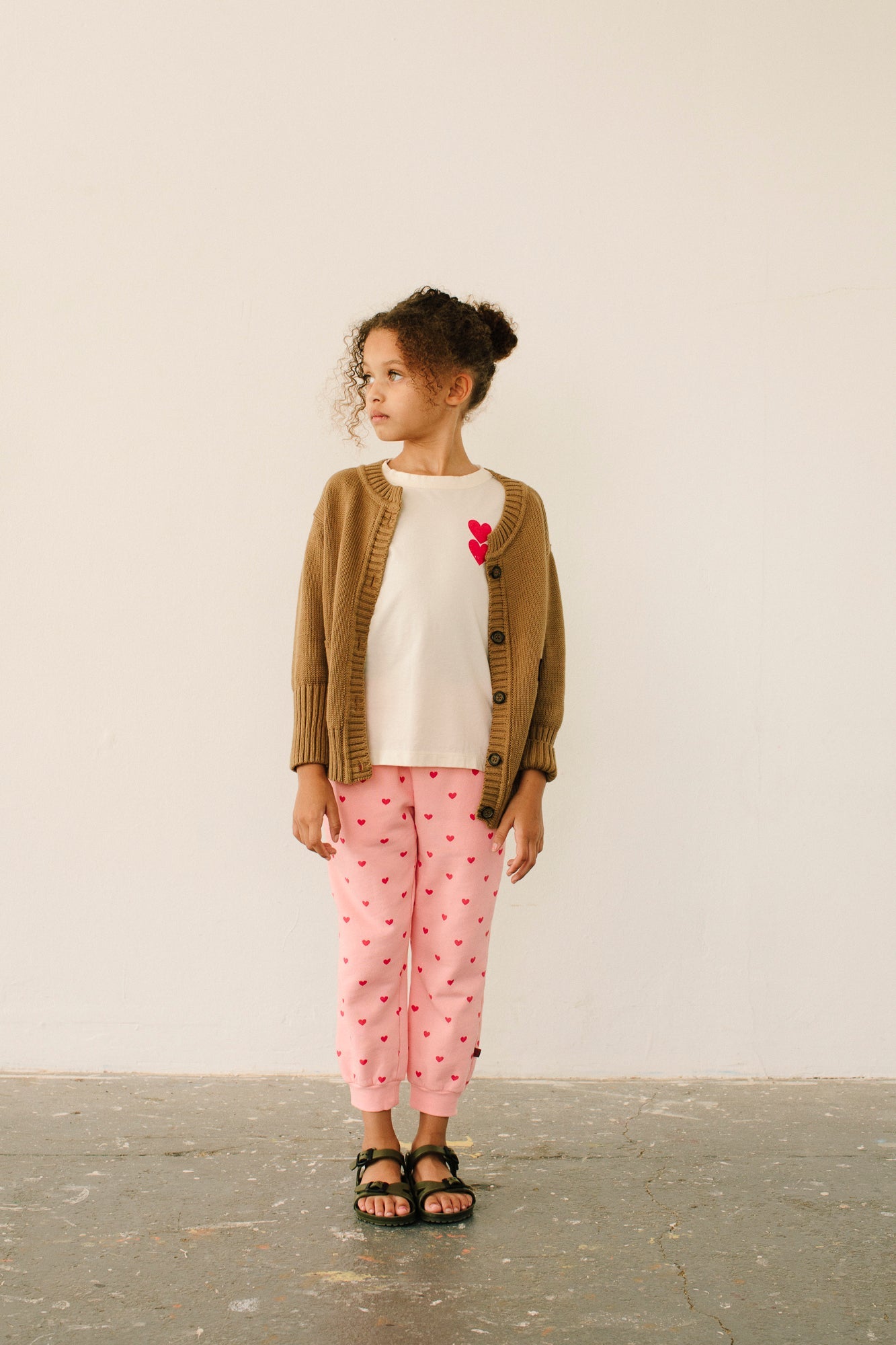 Girls White Heart Cotton T-Shirt