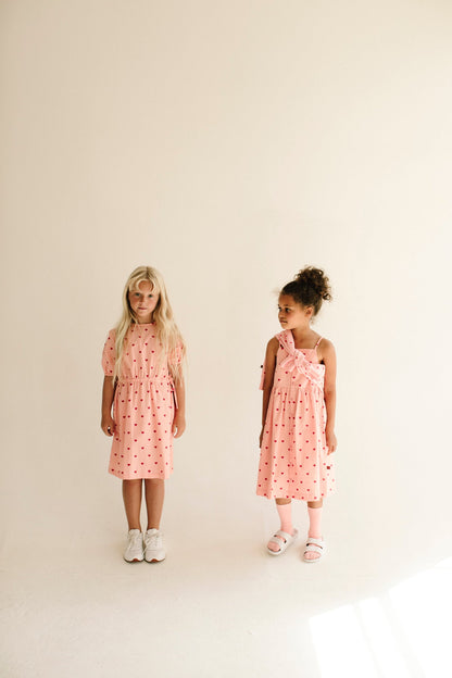 Girls Pink Heart Cotton Dress